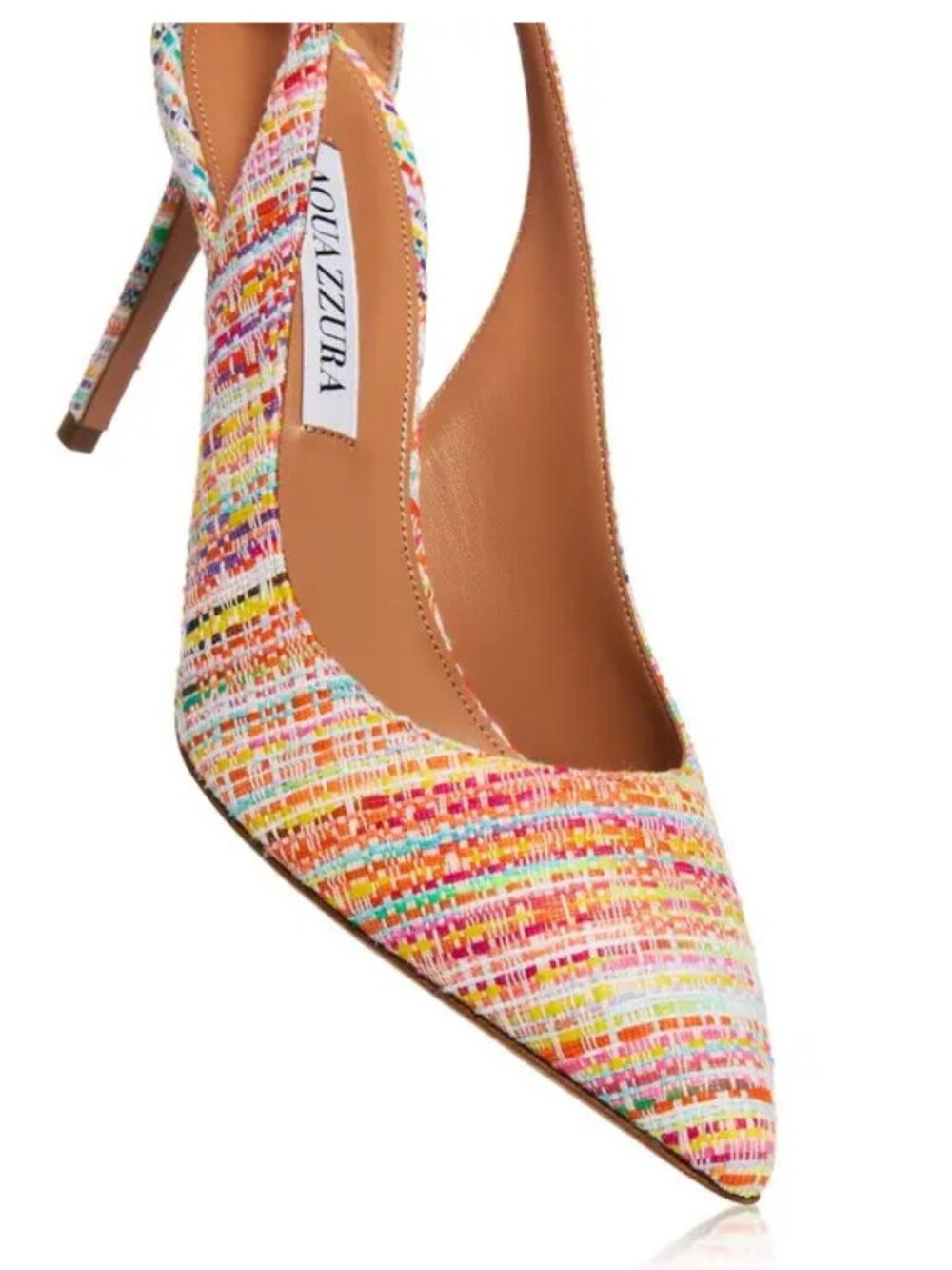 Aquazzura Bow Tie Multicolor Pointed Toe Stiletto Pumps EU 37.5 US 7.5 NWT - Picture 5 of 6